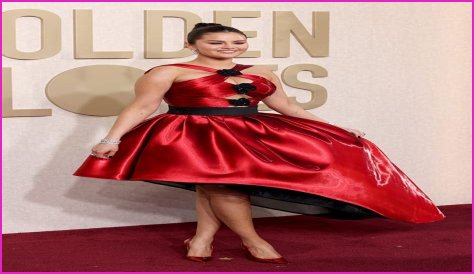 Selena Gomez Wore a Ruby-Red Silk Gown at the 2024 Golden Globes